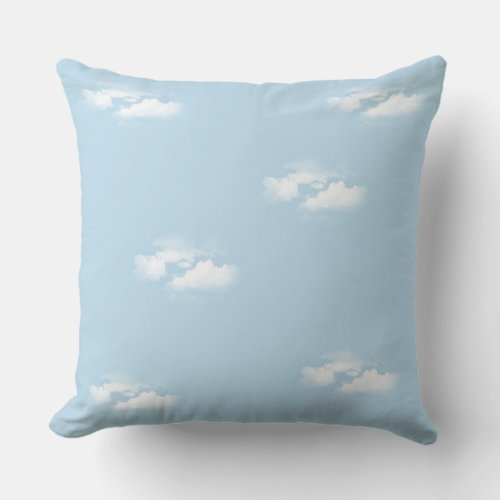 Plain blue Sky with fluffy clouds Throw Pillow