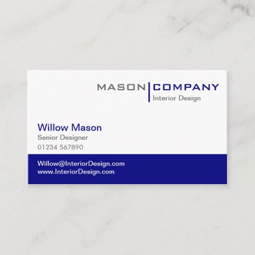 Plain Blue  White Stylish Business Card