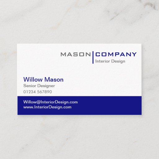 Customizable Plain Blue & White Stylish Business Card