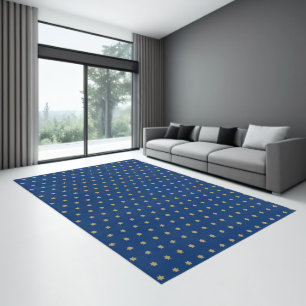 Plain Blue With Golden Jewish Stars Very Large Rug