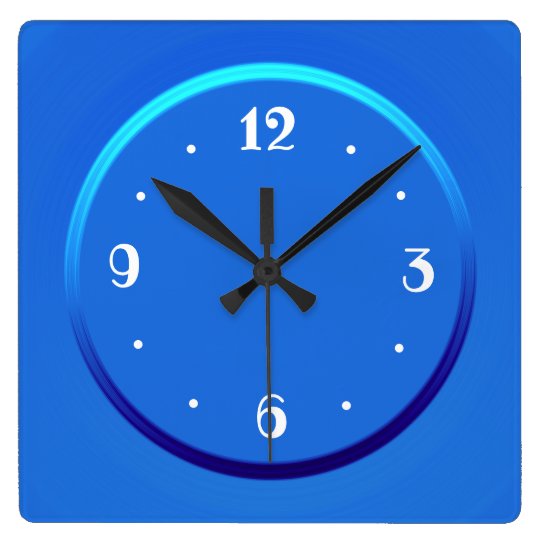 Plain blue with White Numerals > Kitchen Clocks. Square Wall Clock ...