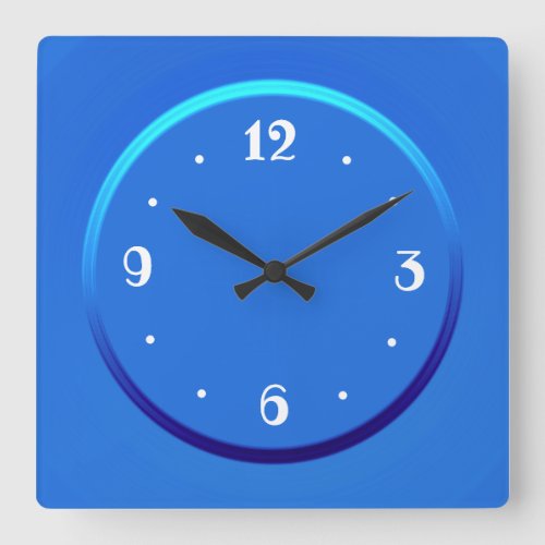 Plain blue with White Numerals  Kitchen Clocks Square Wall Clock