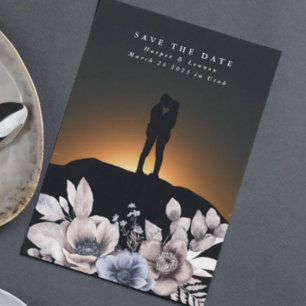 Plain Bohemian Dried Watercolor Muted Floral Save The Date