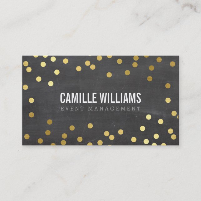 PLAIN BOLD MINIMAL confetti gold classy chalkboard Business Card (Front)
