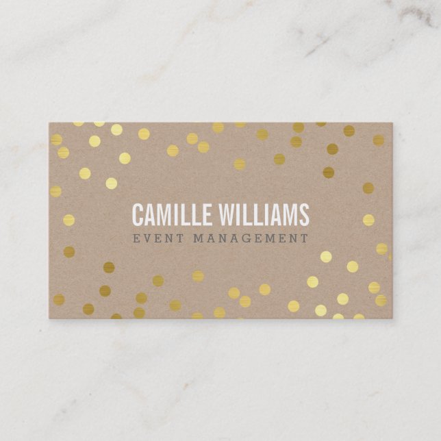 PLAIN BOLD MINIMAL confetti gold eco natural kraft Business Card (Front)