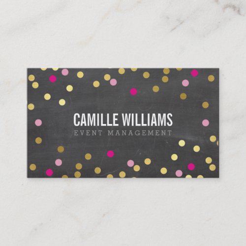 PLAIN BOLD MINIMAL confetti gold pink chalkboard Business Card