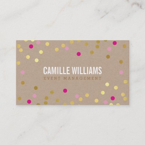 PLAIN BOLD MINIMAL confetti gold pink cute kraft Business Card