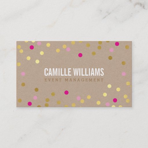 Customizable PLAIN BOLD MINIMAL confetti gold pink cute kraft Business Card
