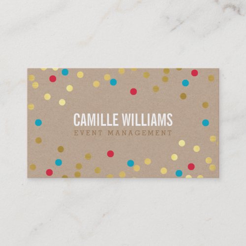 PLAIN BOLD MINIMAL confetti gold red blue kraft Business Card