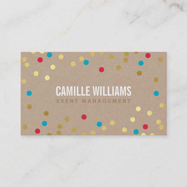 PLAIN BOLD MINIMAL confetti gold red blue kraft Business Card (Front)