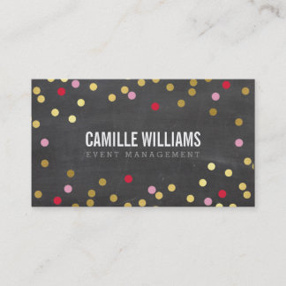 PLAIN BOLD MINIMAL confetti gold red chalkboard Business Card