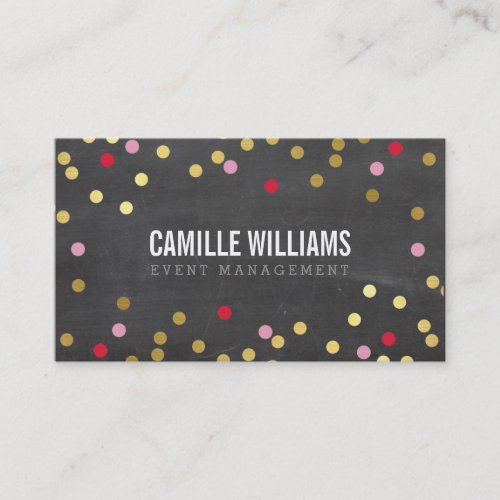 PLAIN BOLD MINIMAL confetti gold red chalkboard Business Card