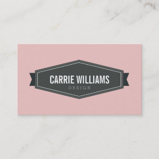 PLAIN BOLD MINIMAL smart badge logo baby pink gray Business Card