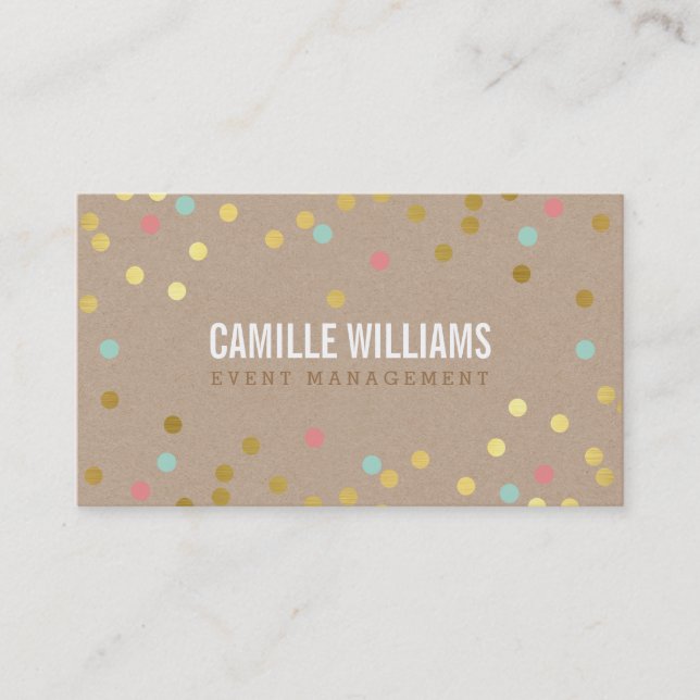 PLAIN BOLD MINIMAL smart text confetti gold kraft Business Card (Front)