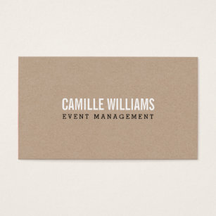 Event Management Business Cards Templates Zazzle Plain Bold Minimal Smart Text Natural Kraft Business Card