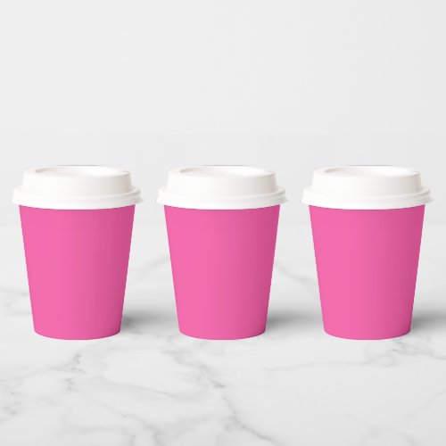 Plain bright hot pink paper cups