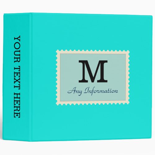 Plain Bright Turquoise Background Monogram Binder