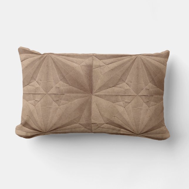 Plain brown bag origami pattern lumbar pillow (Front)