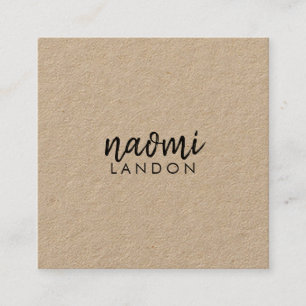 Plain brown kraft modern square minimalist simple square business card