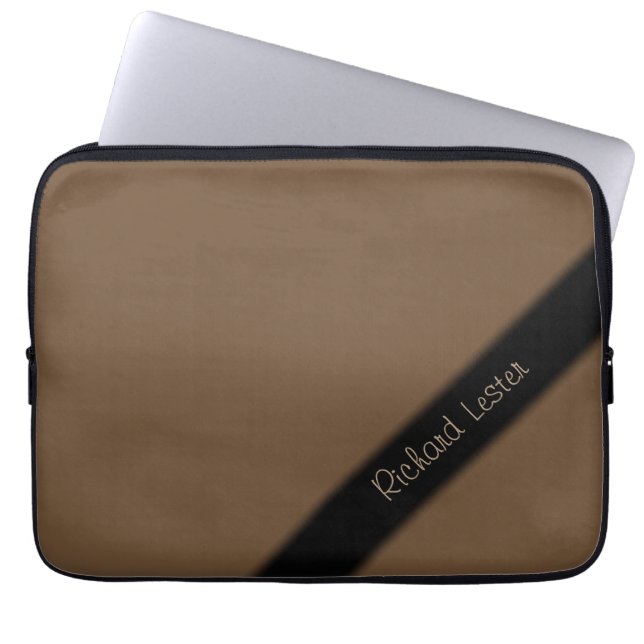 Plain Brown Personalized Laptop Sleeve (Front)