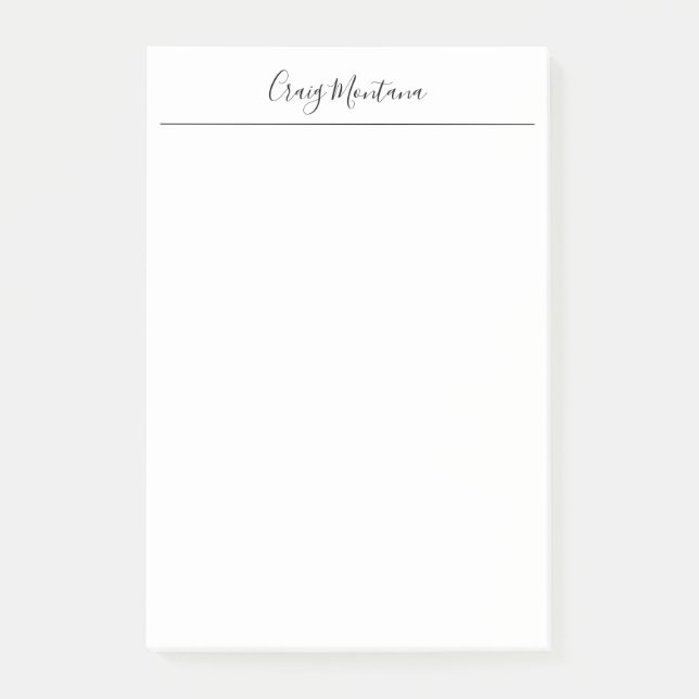 Plain Calligraphy Stylish Chic Your Name Edit Post-it Notes (Front)