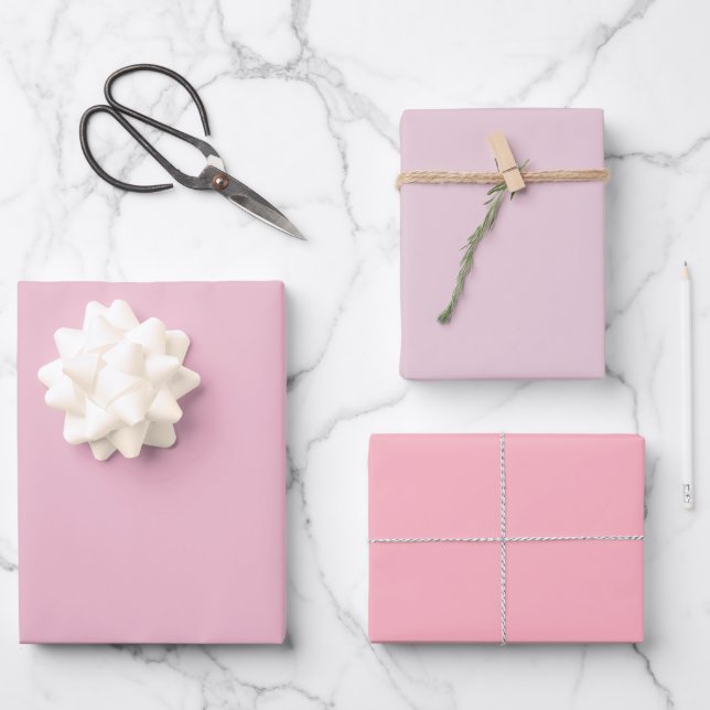 Plain Cameo Queen Sakura Pink Shades 3 Tones Wrapping Paper Sheets (Front)
