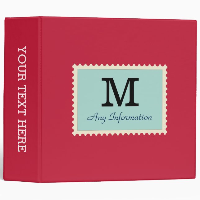 Plain Cardinal Background Monogram 3 Ring Binder (Front/Spine)