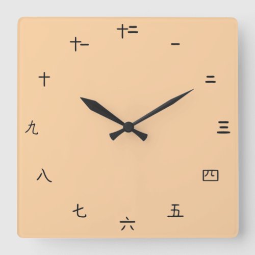 Plain Chinese Numbers Square Wall Clock