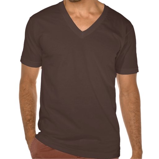 Plain chocolate brown jersey v-neck t-shirt men