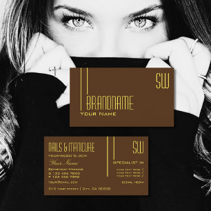 Plain Chocolate Brown with Initials Professional Business Card