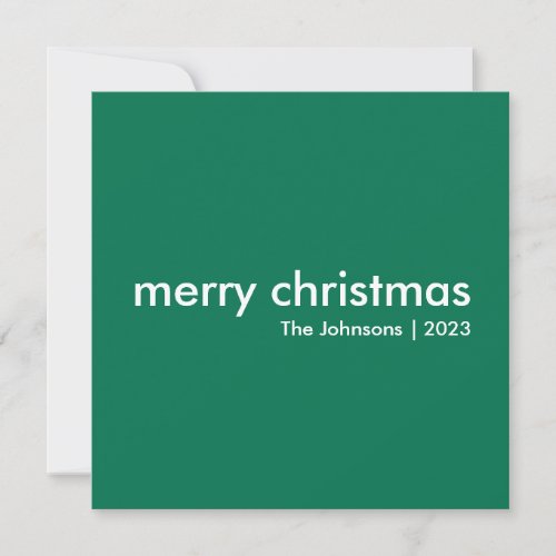 Plain Christmas  Modern Minimalist Green Scandi Holiday Card