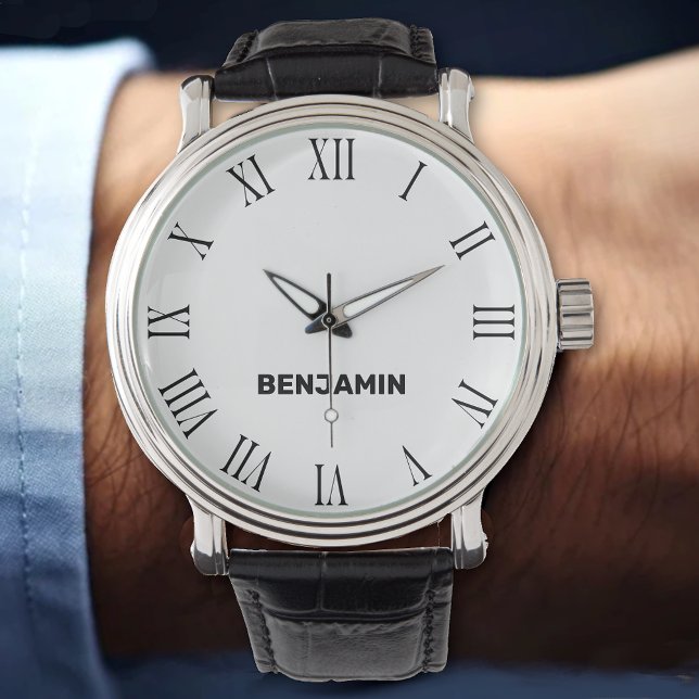 Plain Classic Black and White Custom Name Watch (Creator Uploaded)