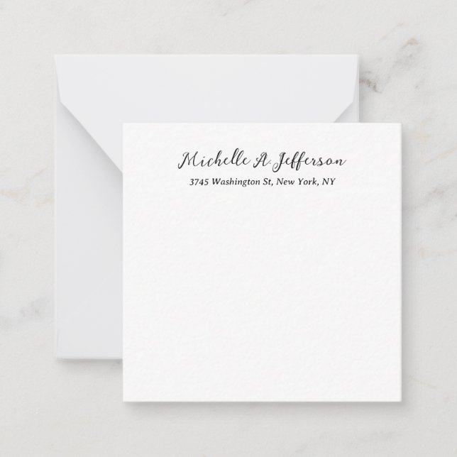Plain Classical Handwriting Creative Trendy White Note Card (Front)