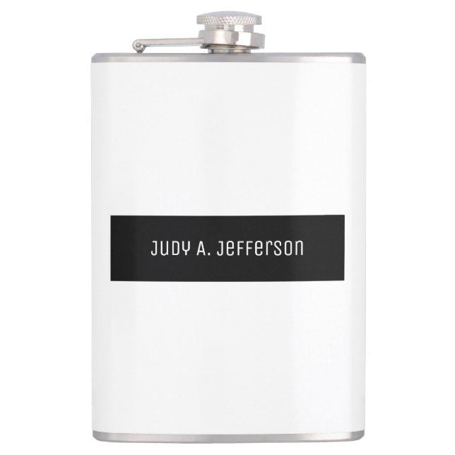Plain Classical Minimalist Black & White Elegant Flask (Front)
