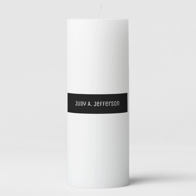 Plain Classical Minimalist Black & White Elegant Pillar Candle (Front)
