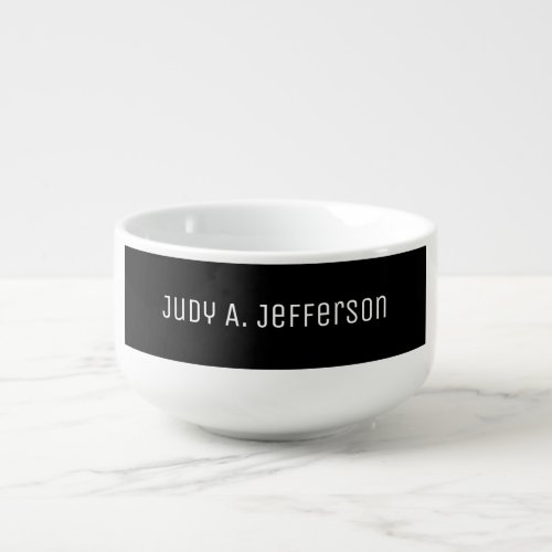 Plain Classical Minimalist Black  White Elegant Soup Mug