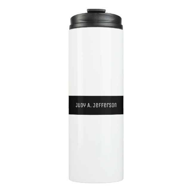 Plain Classical Minimalist Black & White Elegant Thermal Tumbler (Front)