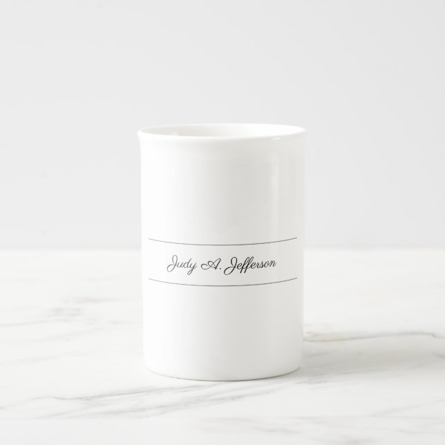 Plain Classical Minimalist Parisienne Calligraphy Bone China Mug (Front)