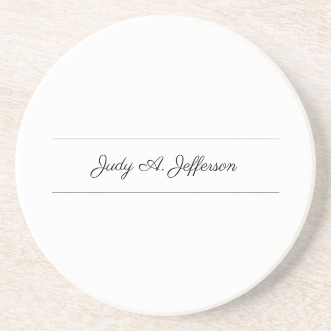 Plain Classical Minimalist Parisienne Calligraphy Coaster (Front)