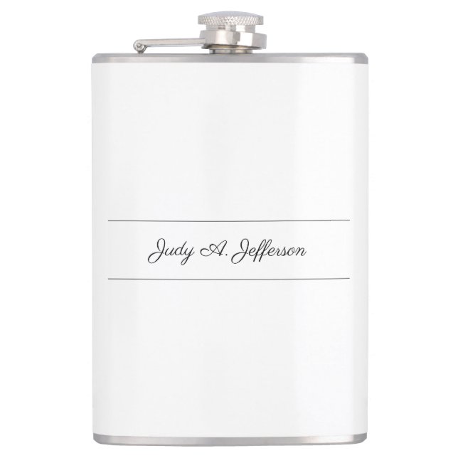 Plain Classical Minimalist Parisienne Calligraphy Flask (Front)