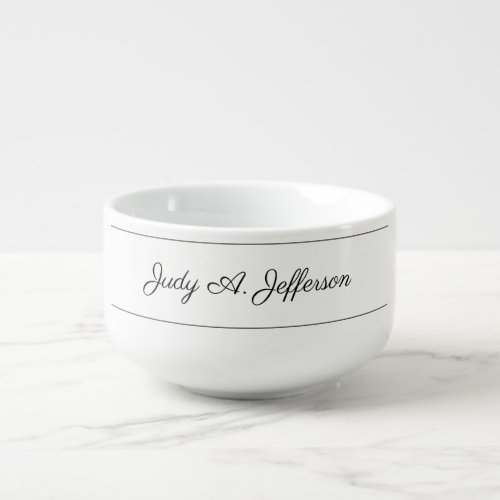Plain Classical Minimalist Parisienne Calligraphy Soup Mug