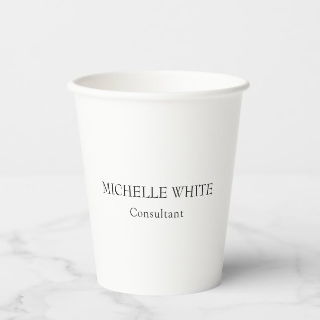 Plain Classical Minimalist Professional Name Paper Cups (Front)