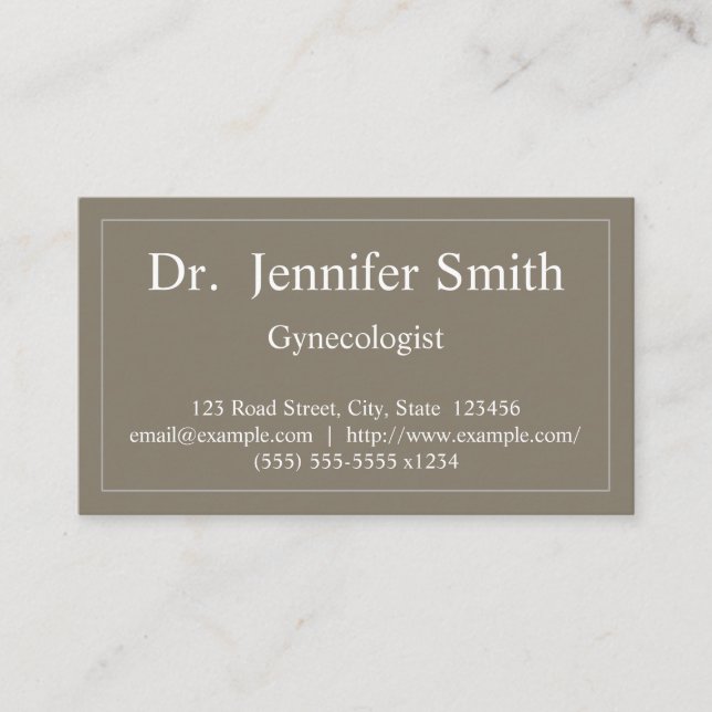 Plain & Classy Gynecologist Business Card (Front)