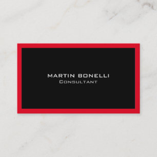 Plain Clean Black Red Border Standard Business Card