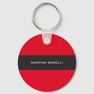 Plain Clean Red Dark Grey Stripe Keychain