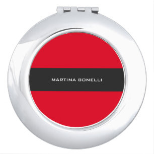 Plain Clean Red Grey Stripe Compact Mirror
