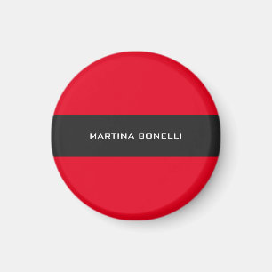 Plain Clean Red Grey Stripe Magnet