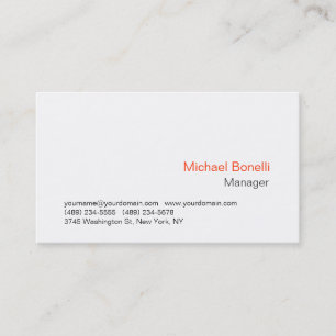 Plain Clean White Red Attractive Business Card