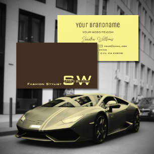 Plain Coffee Brown and Cream with Monogram Simple Business Card