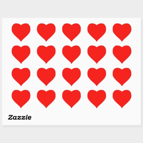 Plain color bright red candy heart sticker